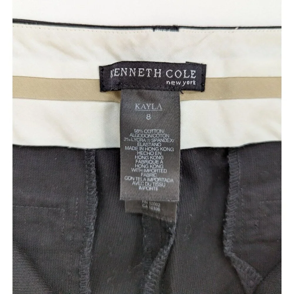 Kenneth Cole Kayla Wide Leg Dress Pant Flat Front Black Size 8